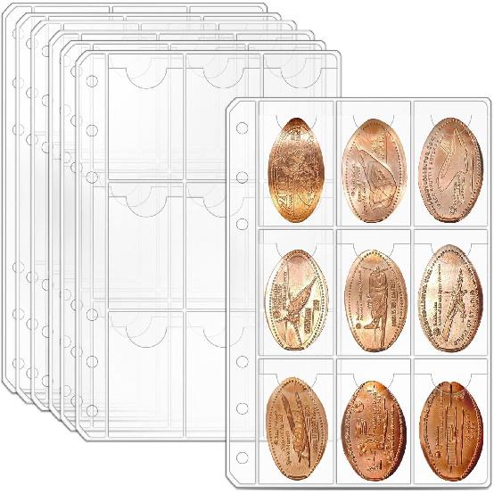 tutata Pressed Penny Album Sleeves, Suitable for A6 Binder, 9 Pocket Penny Holder Sleeves, Pressed Penny Holder for Collectors, 25 Pack