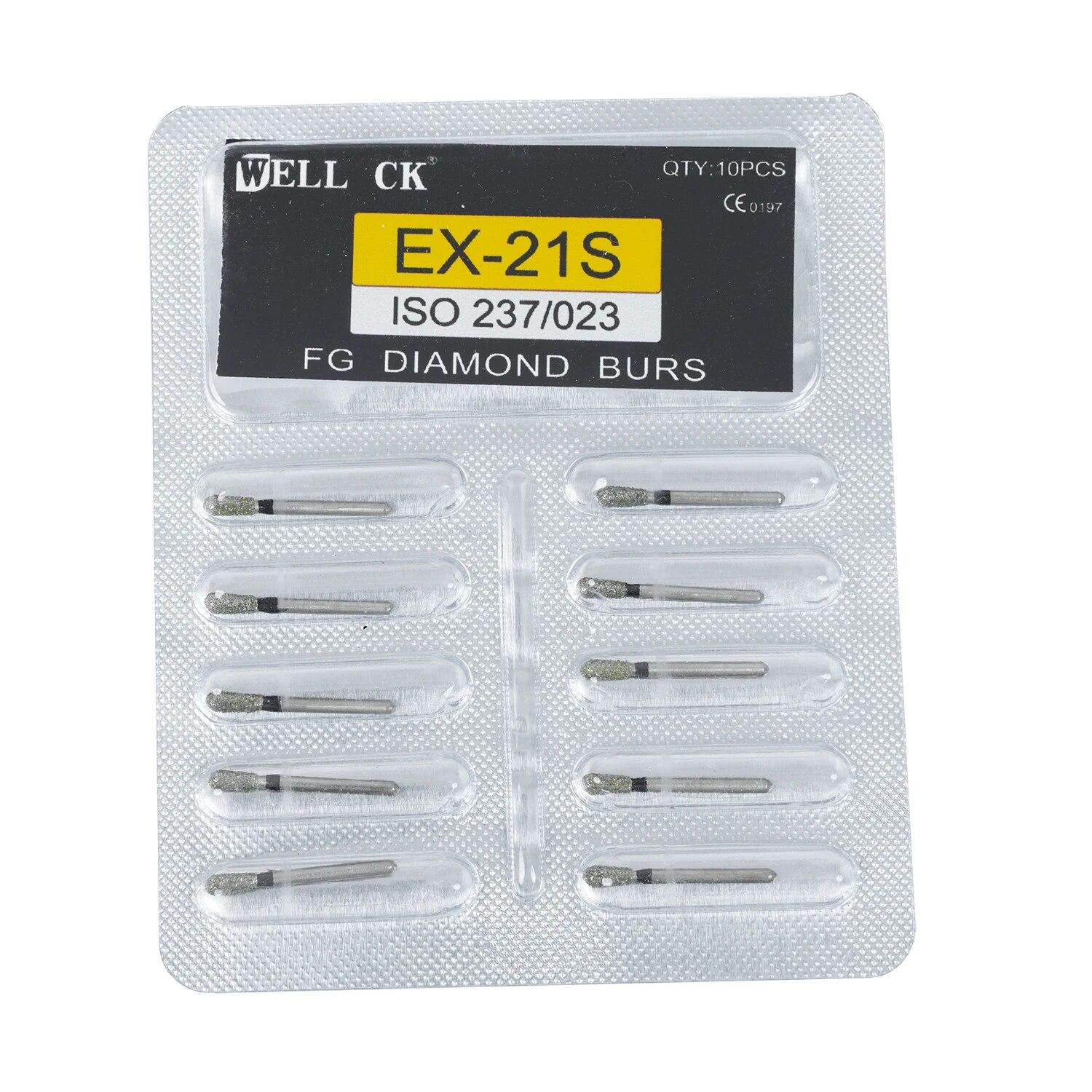 

10 шт./упак., стоматологические алмазные боры CK 1,6 мм для высокоскоростного наконечника, супер грубые алмазные боры, шлифовальный инструмент для стоматолога, шлифовальный инструмент 10pcs EX-21S