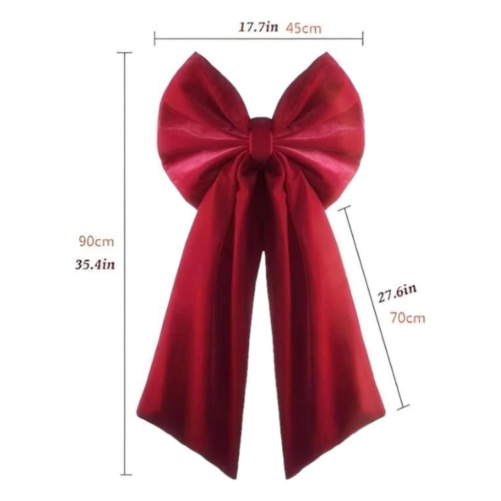 Christmas Tree Bow Topper 36 X 18 Inch Red Large Velvet Holiday Supplies Giant Christmas Bow For Fireplace Mantels Front Doors