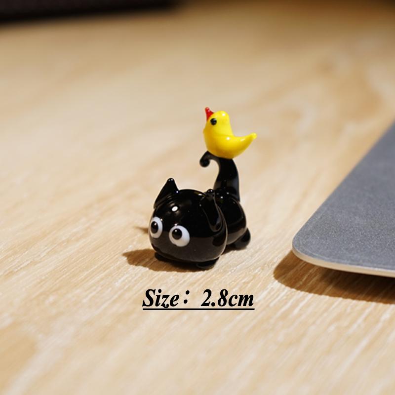 

Cartoon Black Cat Mini Glass Ornaments Handmaking Kitten Cute Crafts Colored Glaze Table Decoration for Birthday Gifts 2025 New