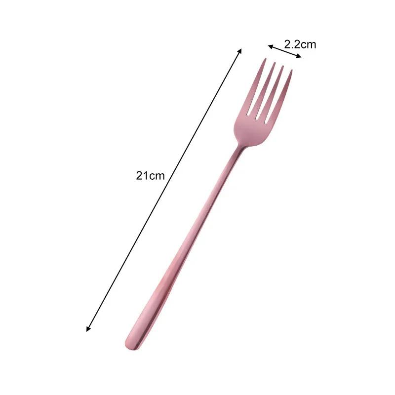8 Colors Stainless Steel Long Handle Dinner Fork Korean Rainbow Fork Hotel Restaurant Party Supplies Dinnerware Steak Gold Fork