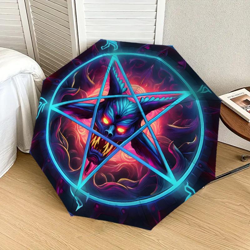 1pc Devilish Pentagram Symbol Umbrella with Plastic Handle,Suitable for All Seasons Home Travel Outdoor UmbrellaDD1291