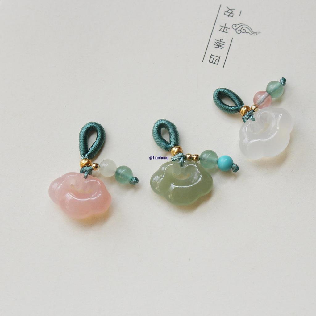 Bransoletka i zawieszka z agatu Hetian Jade liczi Ruyi