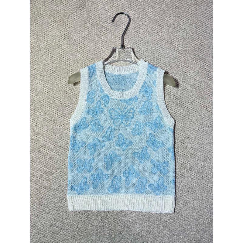 Premium Butterfly Jacquard Knit Round-Toe Vest - Casual Versatile Fashion Top