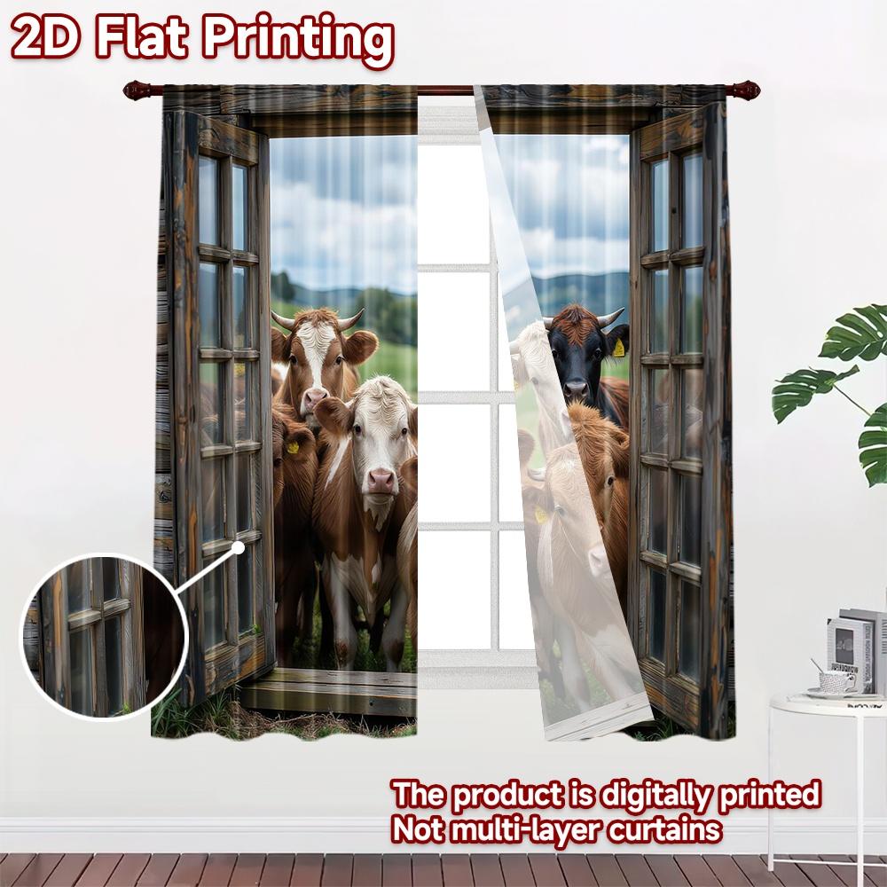 2D Flat Photography Backdrop Popular Photography Backdrop Curious Cows At 100% Polyester Family Party Use for Indoor