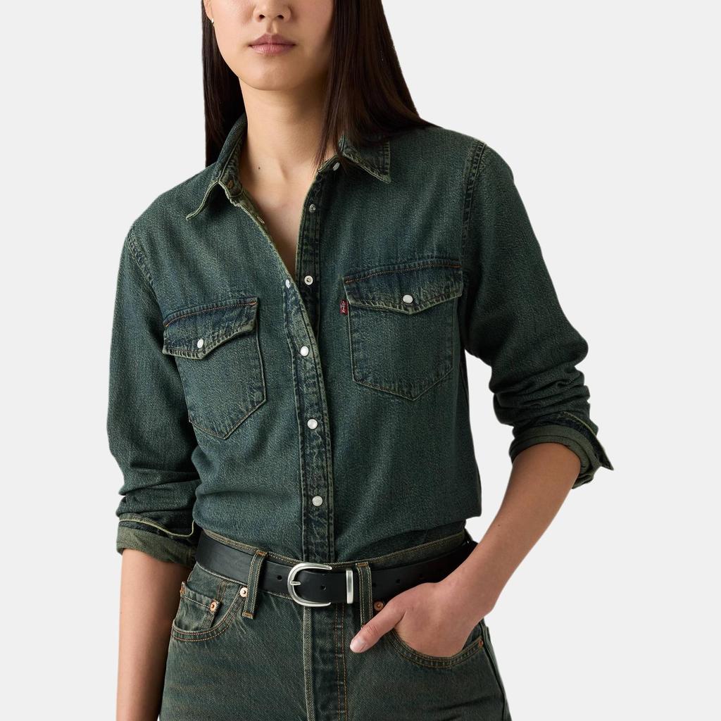 Levis Casual Comfortable Button Down Point Collar Denim Long Sleeve Shirt Women Shirts 16786-0109