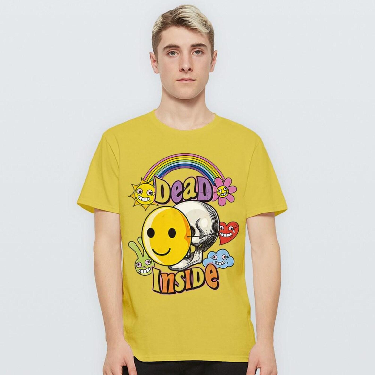 Dead Inside Funny Smiley Face Skull T-Shirt, Men s and Women s Sizes (DSN-17832) S