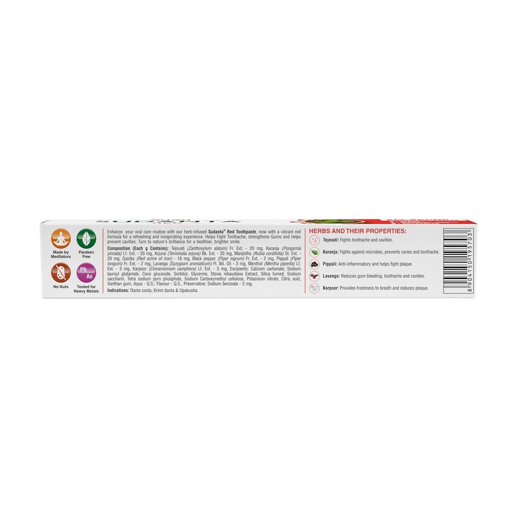 Sri Sri Tattva Sudanta Red Ayurvedic Toothpaste 200g X Pack of 3 | Herbal Oral Care for Fresh Breath & Strong Gums