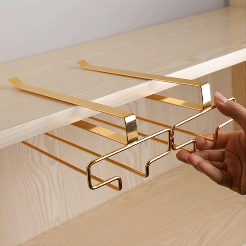 Lightweight Goblet Storage Shelf Two rows Wine Glass Holder Wine Glass Hanging Rack  Kitchen Tools