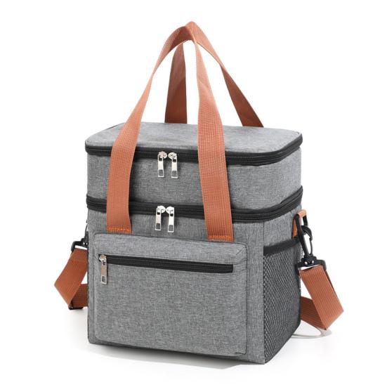 Insulated Lunch Box for Women Men Double Layer Leakproof Lunch Bag with Adjustable Shoulder Strap Waterproof Cooler Bag for Work Travel Camping Picnic