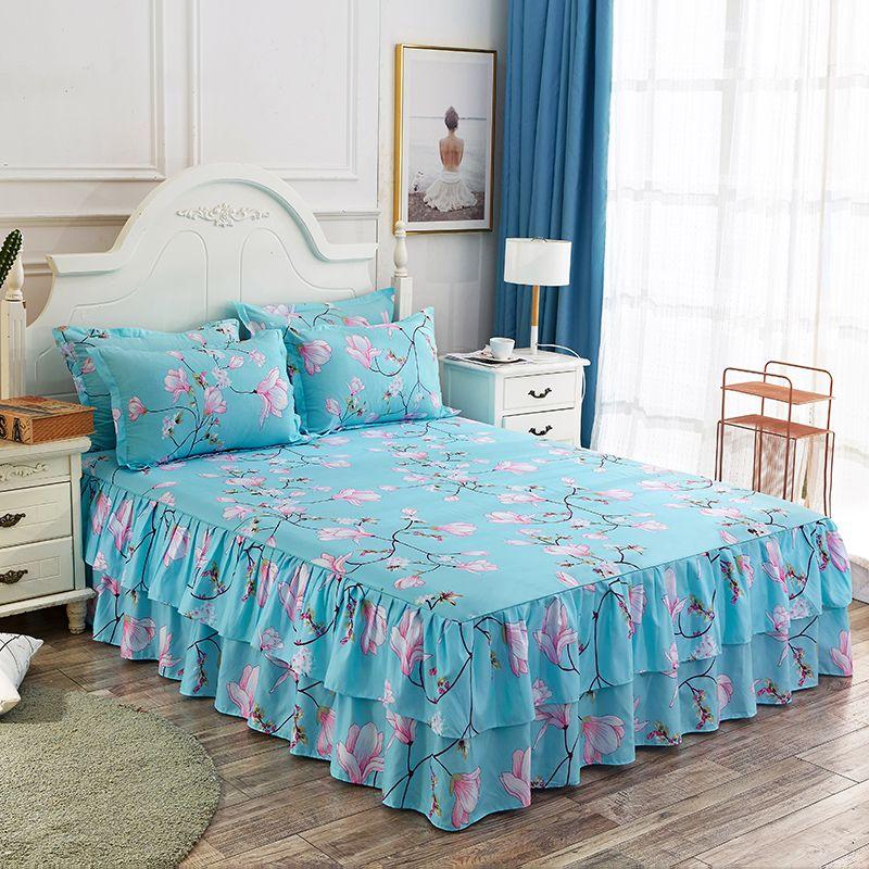 

3 шт. Кружевная юбка принцессы «Ветер» Наволочка Покрывало Юбка-кровать Постельное белье Матовая юбка из микрофибры с рюшами 180*220