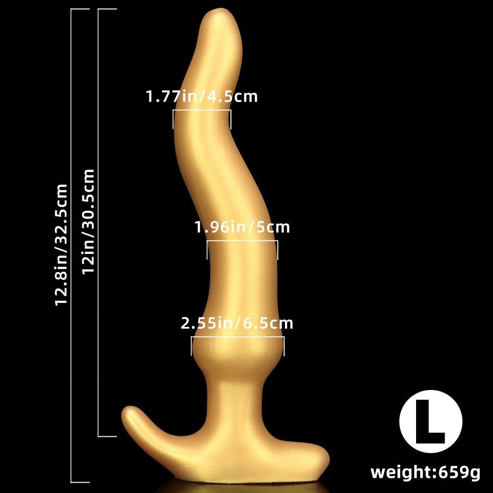 Gold Silicone Anal Plug Super Long Deep Anal Expander Masturbation for Men Adult Sex Toys Fisting Strap on Penis BDSM