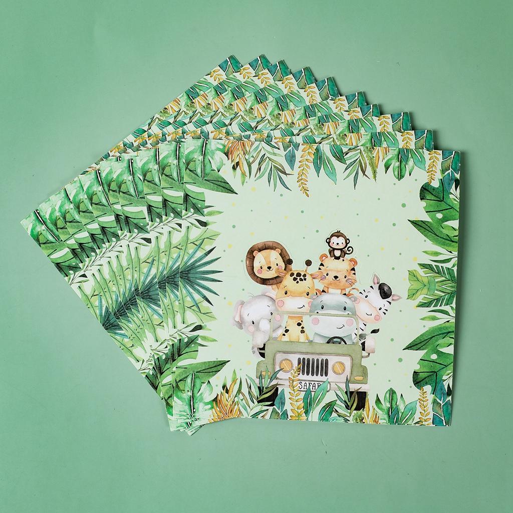 Jungle Animal Treat Bag Topper Jungle DIY Candy Bags Jungle Theme Party Baby Shower Birthday Party Decorations Kids Gift Bags
