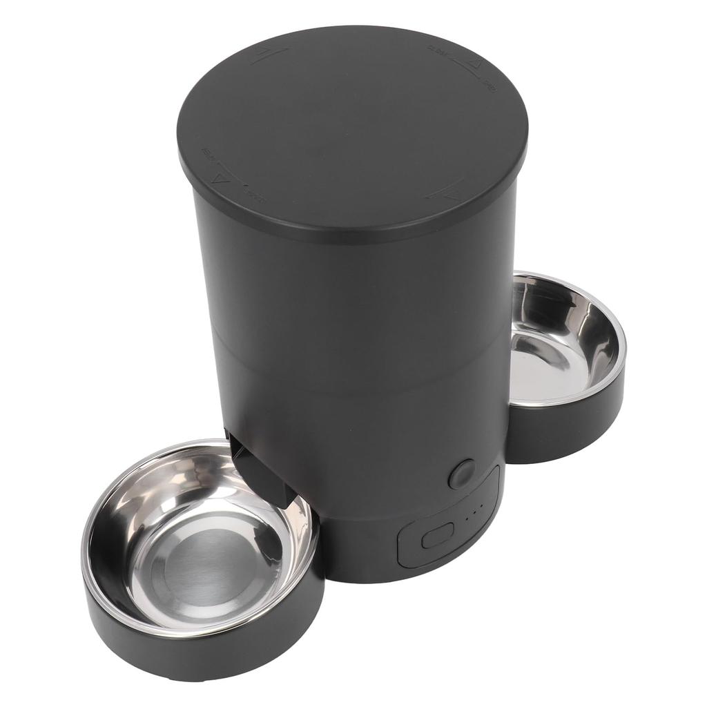 Automatic Cat and Dog Food Dispenser for 2 3L Timed Smart Food Dispenser with Voice Remote Dual Power Dual Bowl for Dry Food Cats, Cat/Dog Reminder,