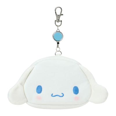Pass Case Pass Holder with Small Item Ages 303291 Face-Shaped & Pouch, Cinnamoroll, Cotton, PVC, Steel, Polyester, Reel, Storage, 15+,