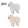 Animal Brooch Zinc Alloy Imitation Pearls Inlaid Fluffy Sheep Design