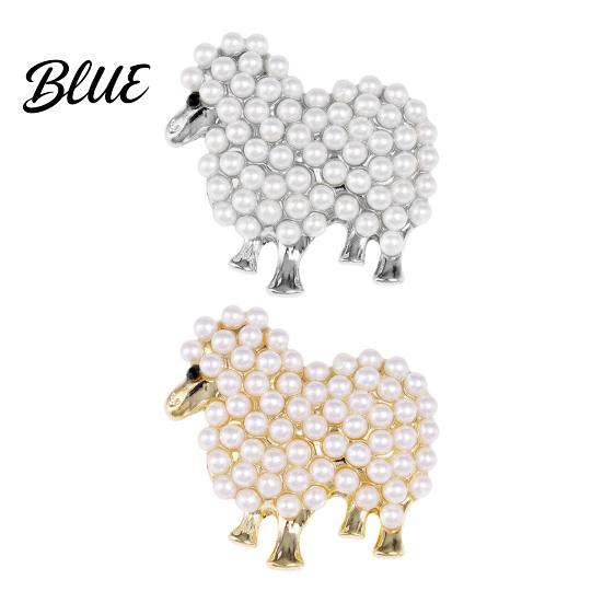 Animal Brooch Zinc Alloy Imitation Pearls Inlaid Fluffy Sheep Design