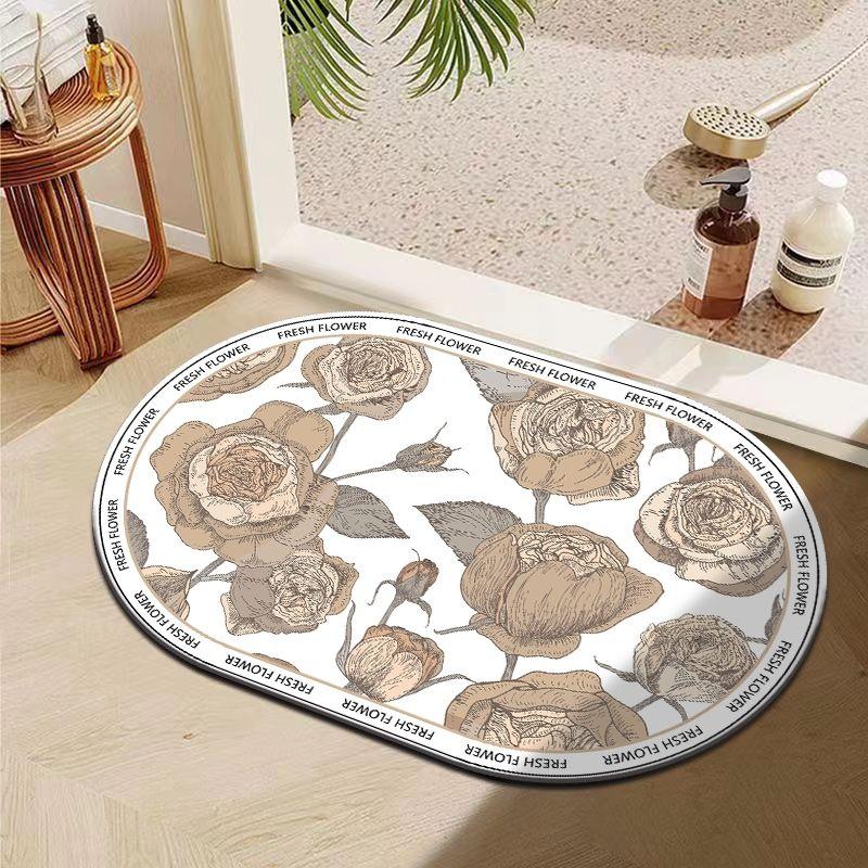 Light luxury diatom mud floor mat, bathroom entry door toilet absorbent bathroom mat, household toilet non-slip floor mat