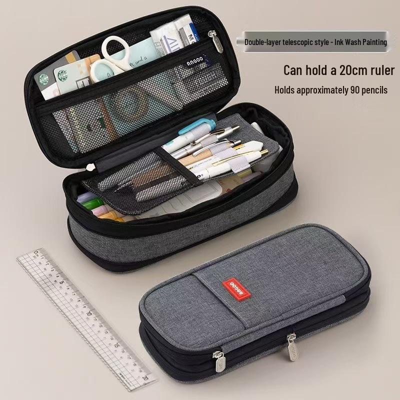 600D Telescopic Multi-Function Pencil Case: High Appearance, Large Capacity, Portable Stationery Box чёрный