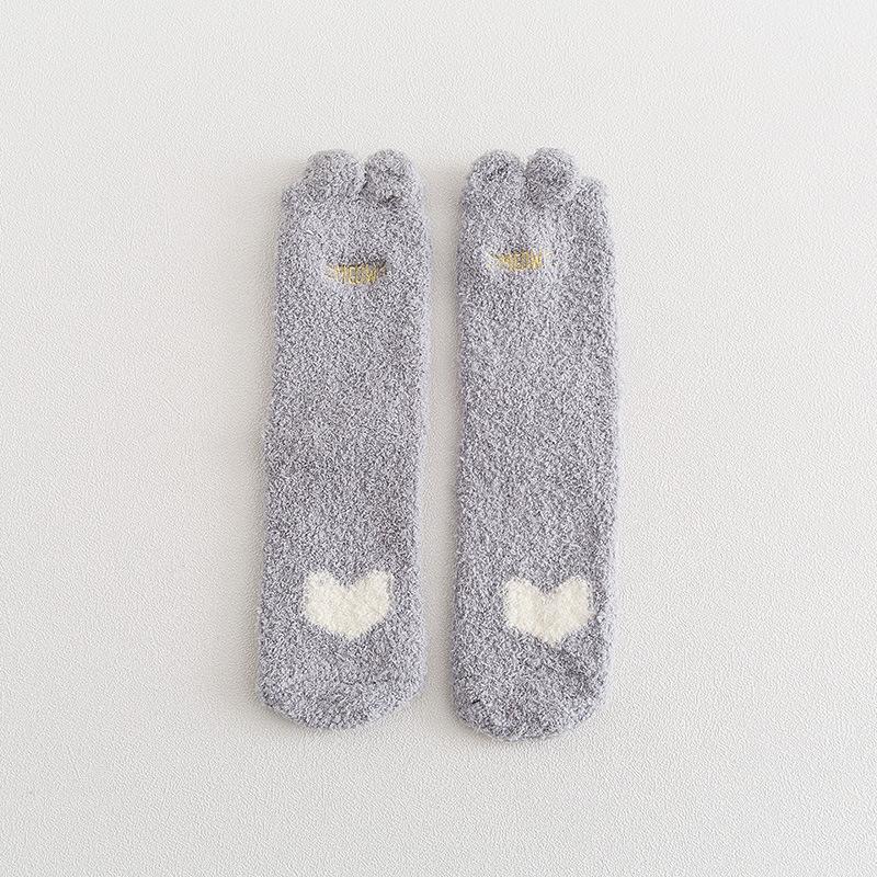 Winter half-length velour mid-calf women's socks coral velour socks casual colour-blocked thickened warm floor socks adult terry socks