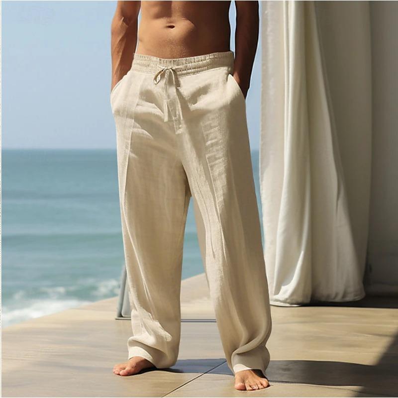 Completo Estivo Lento da Uomo Hombre Elegante Casual Coulisse Vita Elastica Gamba Dritta Traspirante Pantaloni da Vacanza