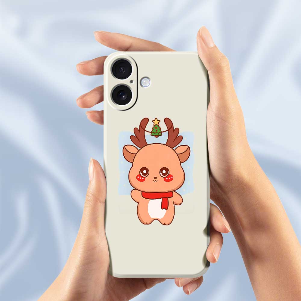 For iPhone 17 Case Cartoon Deer Pattern Printing Straight Edge TPU Phone Back Cover