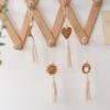 Pendente de Parede Artesanal de Rattan Boêmio com Corda de Algodão e Borla para Quarto de Criança ou Varanda