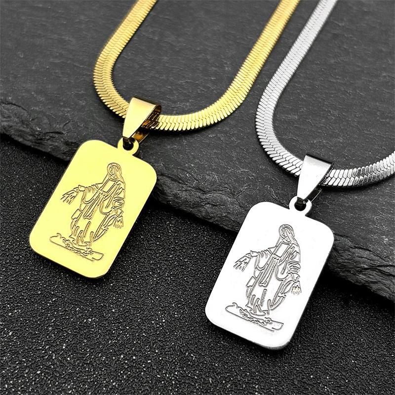 Religiöser Jungfrau Maria Anhänger Halskette für Frauen Männer Edelstahl Gold Silber Farbe Madonna Christliche Kette Halsketten Schmuck