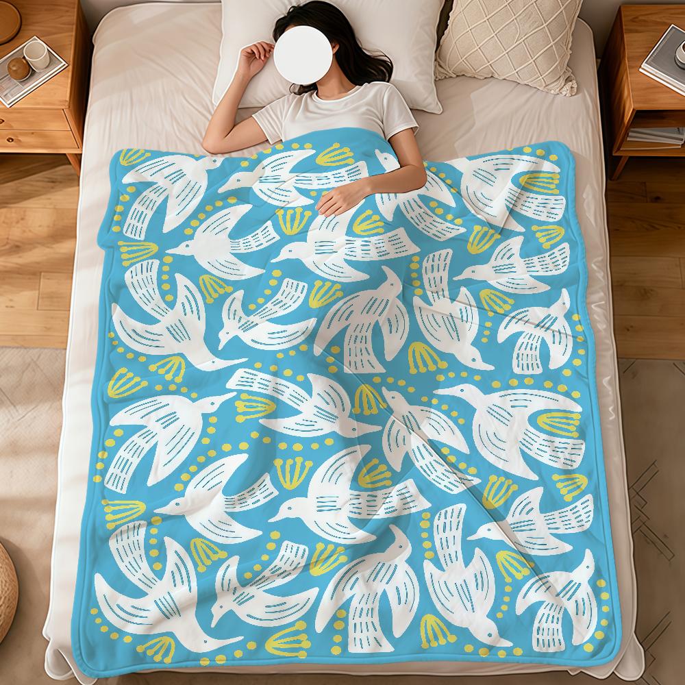 Farbe Mode vielseitig modern Möwen Vogel weich warm Plüschdecke Schlafsaal Sofa Wohnzimmer Haustier Zuhause Bett Geschenk Nickerchen Zuhause Flanell