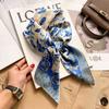 Elegant Silk-Like Square Scarf Women Korean Style Print Neck Lightweight 70x70cm Nylon Fashion Accessory