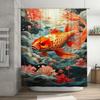 Colorful Goldfish Shower CurtainWaterproof Fabric Decor with Pink Flowers for Bathrooms Modern Home Decoration Accessories