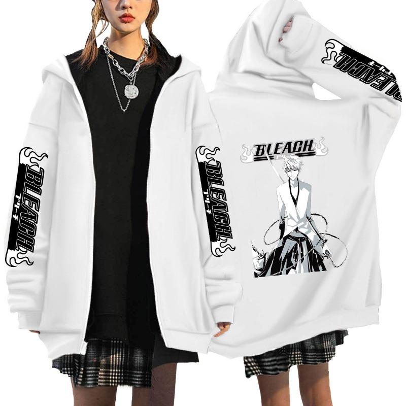 Japonské Anime Bleach Kurosaki Ichigo Potlačená Mikina s Kapucňou Pánska Dámska So Zipsom Ležérna Voľná Mikina Harajuku Unisex Bunda na Zips
