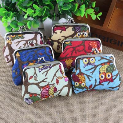 Cute Small Coin Purse Ladies Canvas Owl Cartoon Children's Coin Bag Small Purse