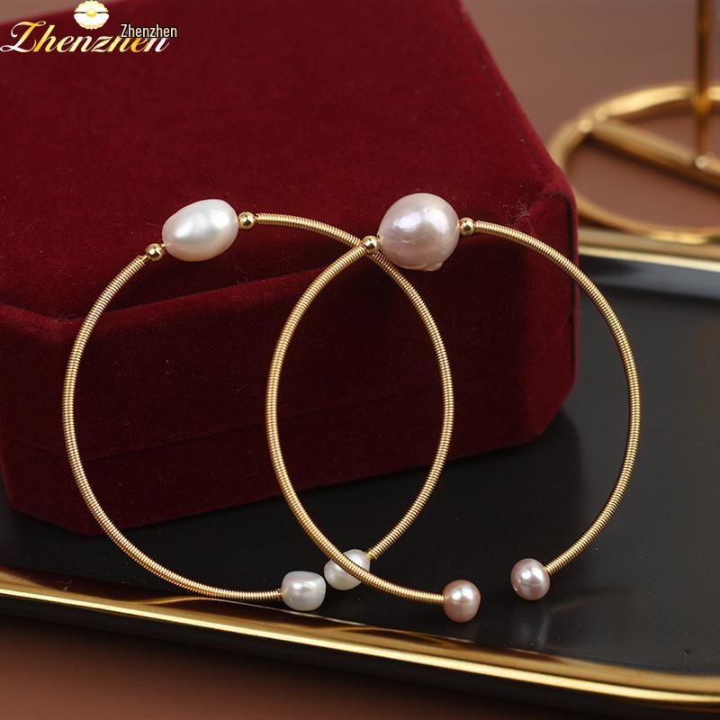 Natural Freshwater Pearl Baroque Bracelet: Women's Handmade Gold Wire-Wrapped Jewelry