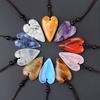 Peach-Heart Necklace Natural Stone Amethyst/Green Aventurine Pendant Necklace For Girls Women Birthday Wedding Gifts