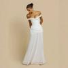 Party atmosphere dress, European and American one-word shoulder tube top, waist pleated temperament long dress