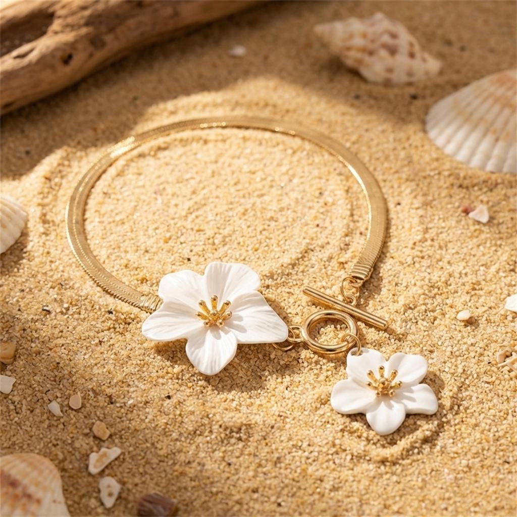 Elegant Simple Flower Pendant Snake Bone Chain Anklet For Women Men Fashion Floral Foot Chain Ankle Bracelet Versatile Jewelry