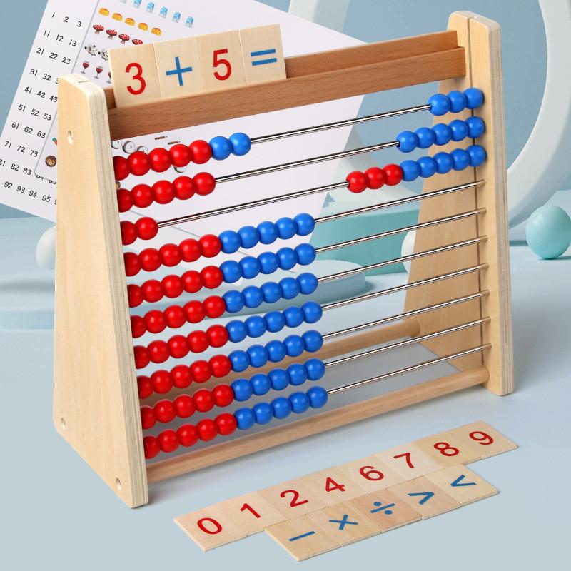 Hölzerner Zählrahmen für Mathematik, Lernspielzeug für Kindergarten- und Grundschüler