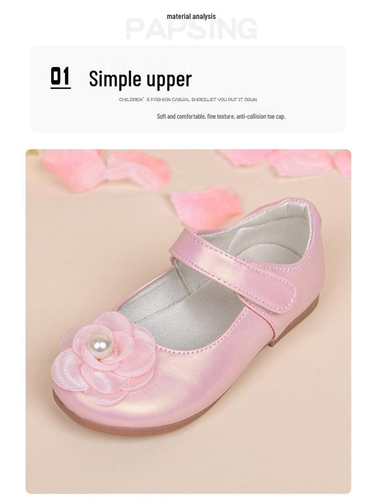 Spring & Autumn Flower Girl Loafers: Kids' White Leather Princess Shoes