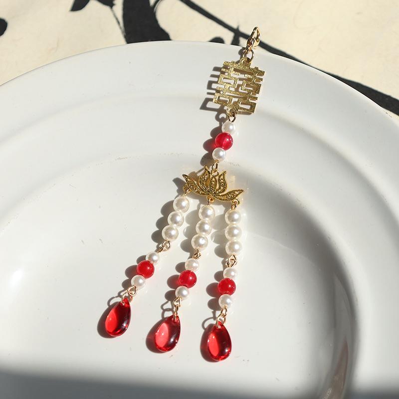 Ancient Style Removable Tassel Fan Hairpin Pendant - Chinese Semi-Finished Step Shake Accessory.