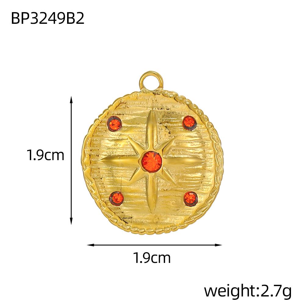 

CARLIDANA DIY Colorful Zircon Coin Handmade Accessories Charm Stainless Steel Gold Plated Natural Stone Pendant Fashion Jewelry