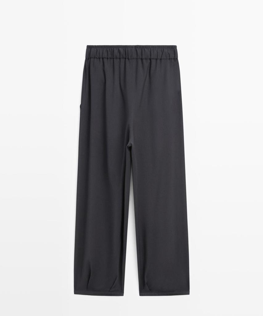 Masimodutti Pleated Detail Wide Leg Volume Pants