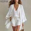 Women's Fashion Casual Summer Spring Solid Color Print Long Sleeve V-Neck Trousers Pants Suits
