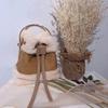 Plush Khaki Drawstring Bucket Handbag Women Panel Cloth Sweet Cute Shoulder Bags Ladies Soft Casual Versatile Crossbody Bag 2025
