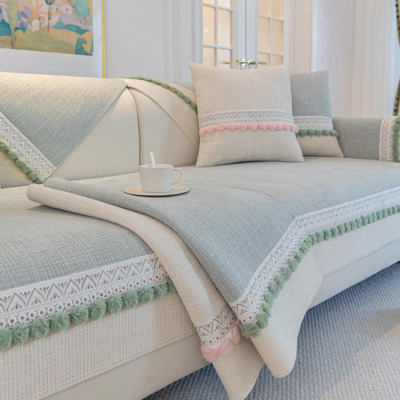 Light French Cream Wind Sofa Cushion  New Four Seasons Universal Non-Slip Cushion Chenier Sofa Cover Cover