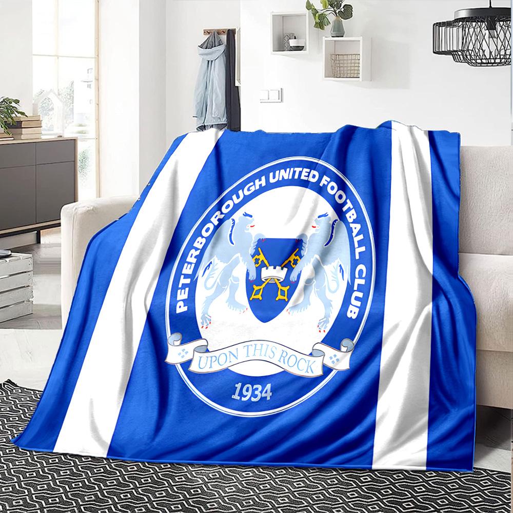 Peterborough Crest Flannel Blanket, Soft Polyester, Modern Design, All-Season for Camping, Travel, Gifts for holidays or birthdays
