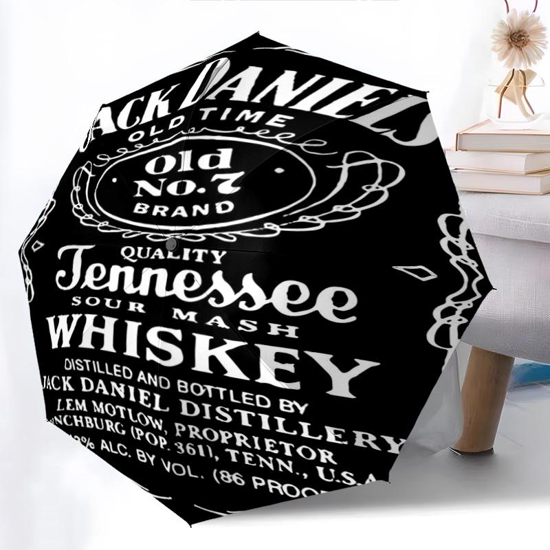 Parapluie Automatique Jack Daniel's Tennessee Whiskey - Parapluie Portable Adapté au Voyage en Plein Air Cadeau d'Anniversaire Indispensable Quotidien