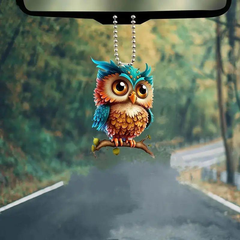 Acrylic Delightful Owl Car Pendant Fun Cartoon Style Ideal For Vehicle Decoration