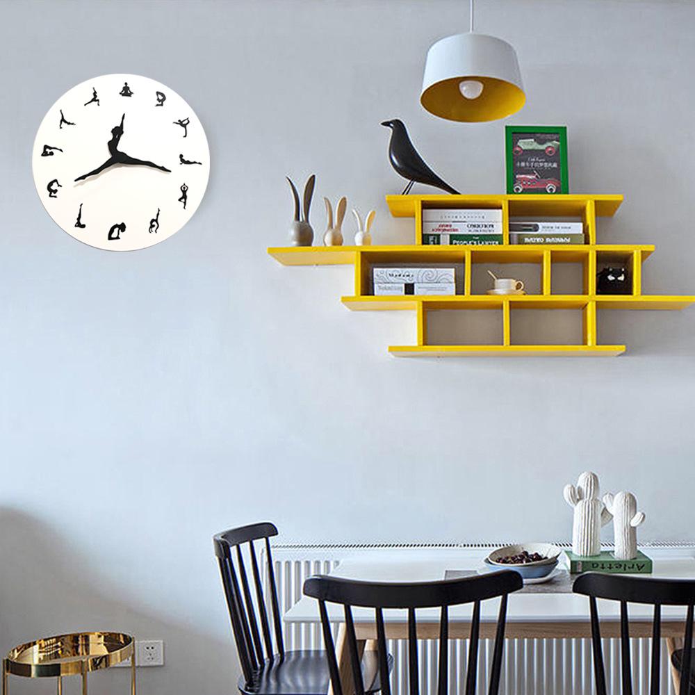 Creative Yoga Fashion Decorative Wall Clock for Living Room or Bedroom