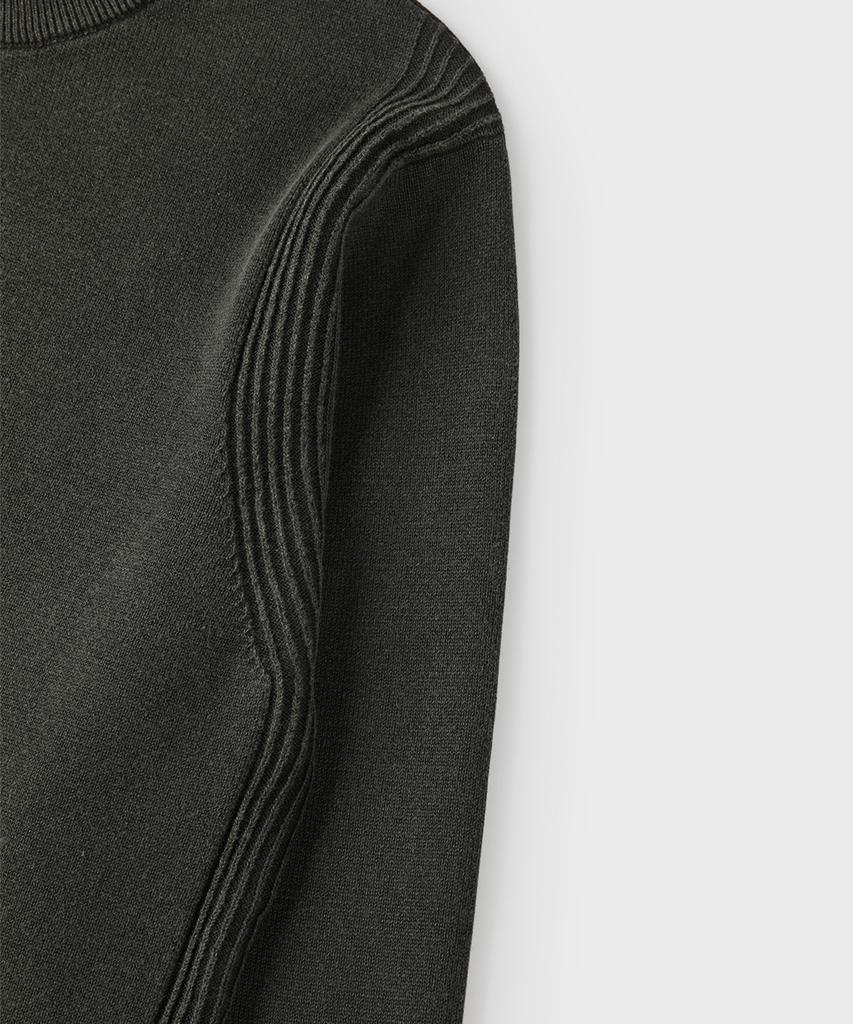 PANICALE Khaki Ribbed Crew Neck Knit
